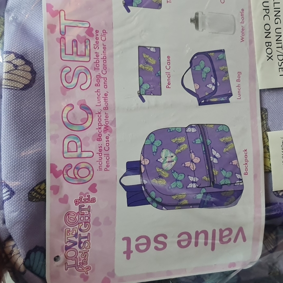 Girls Print Backpack 6-Piece Set NWTs - Picture 4 of 7